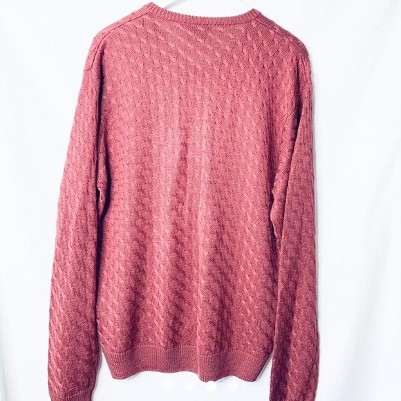 Tuttle 100% Silk Woven V-Neck Golf Sweater Size L in Coral Excellent Condition! - Picture 3 of 4